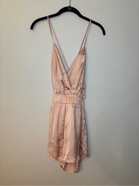 Shinestar Pink Slip Romper with V-Neck